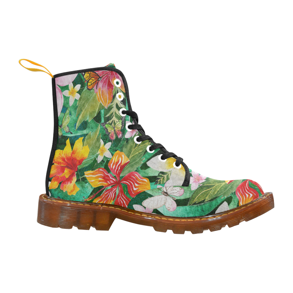 Tropical Flowers Butterflies II Custom Canvas Boots For Men Model 1203H