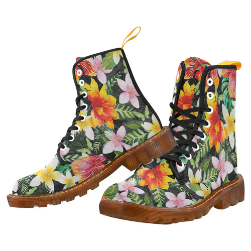 Tropical Flowers Butterflies III Custom Canvas Boots For Men Model 1203H