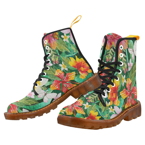 Tropical Flowers Butterflies II Custom Canvas Boots For Men Model 1203H