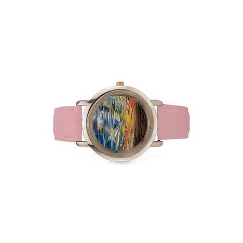 Sundown Women's Rose Gold Leather Strap Watch(Model 201)