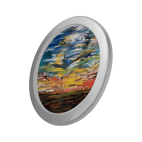 Sundown Silver Color Wall Clock