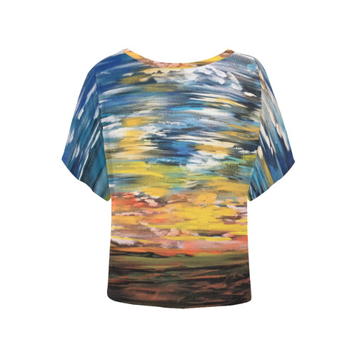 Sundown Women's Batwing-Sleeved Blouse T shirt (Model T44)