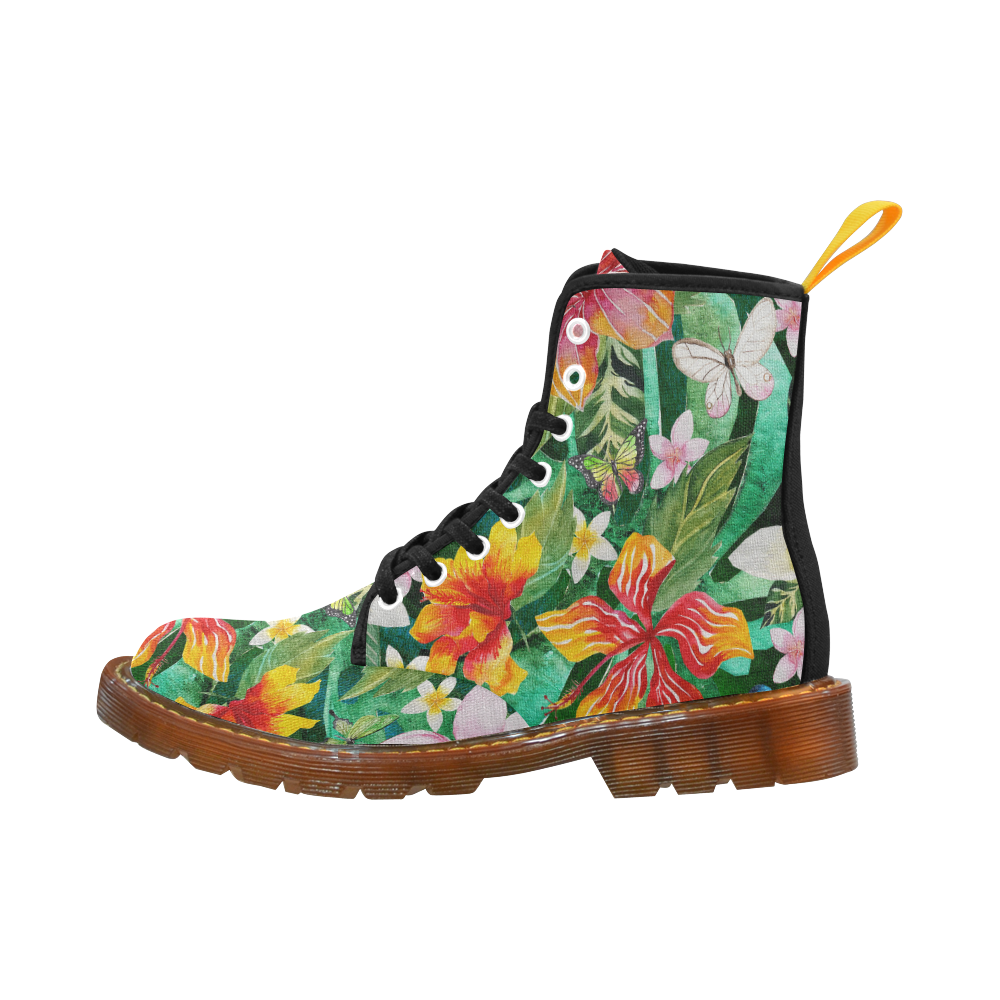 Tropical Flowers Butterflies II Custom Canvas Boots For Men Model 1203H