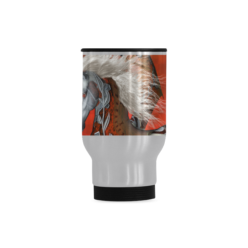 Awesome steampunk horse with wings Travel Mug (Silver) (14 Oz)