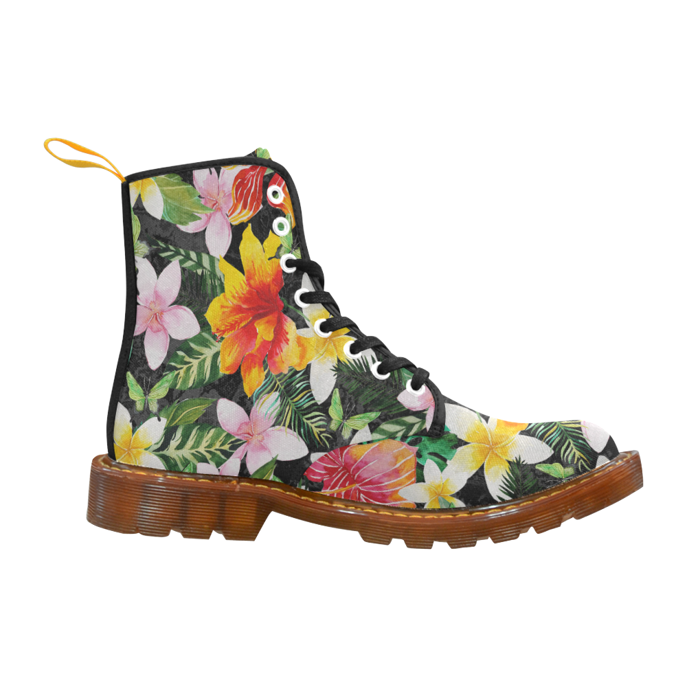 Tropical Flowers Butterflies III Custom Canvas Boots For Men Model 1203H