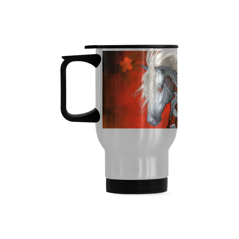 Awesome steampunk horse with wings Travel Mug (Silver) (14 Oz)