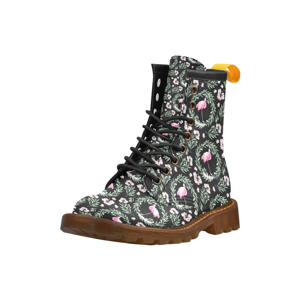 Tropical Flamingo Pattern III High Grade PU Leather Martin Boots For Men Model 402H