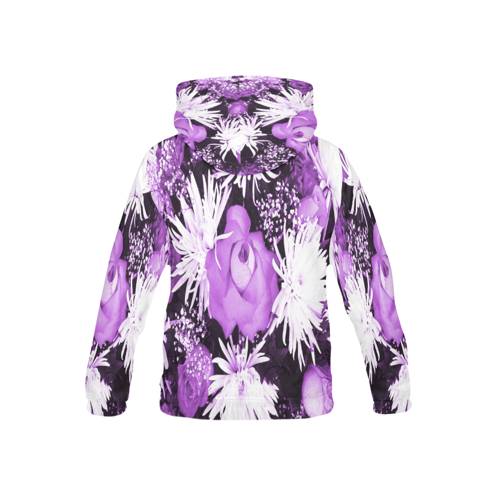 Violet Flowered Bouquet All Over Print Hoodie for Kid (USA Size) (Model H13)