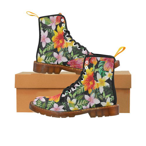 Tropical Flowers Butterflies III Custom Canvas Boots For Men Model 1203H