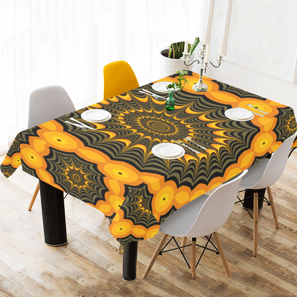 Halloween fractal spider webs Cotton Linen Tablecloth 60"x 104"