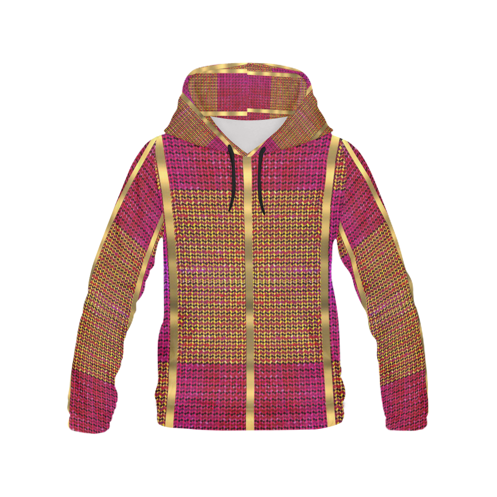 Fancy style Hoodie with golden stripes All Over Print Hoodie for Women (USA Size) (Model H13)