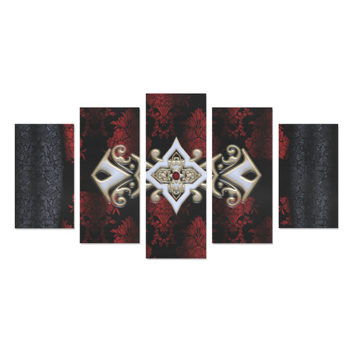 Silk Damask Jeweled Clip Vampire Goth Art Canvas Print Sets A (No Frame)
