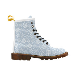 Snowflakes Stars pattern White Blue High Grade PU Leather Martin Boots For Women Model 402H