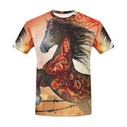 Awesome creepy horse with skulls All Over Print T-Shirt for Men (USA Size) (Model T40)
