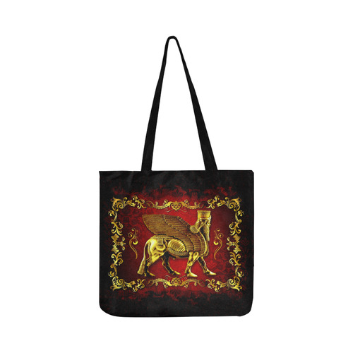 Red and Gold Lamassu Tote Bag Reusable Shopping Bag Model 1660 (Two sides)