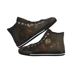 Vintage gothic brown steampunk clocks and gears Vancouver H Women's Canvas Shoes (1013-1)