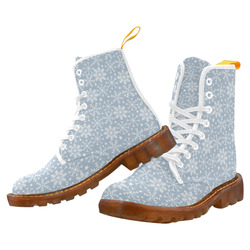 Snowflakes Stars pattern White Blue Martin Boots For Women Model 1203H