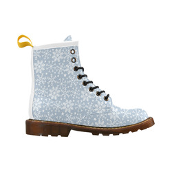 Snowflakes Stars pattern White Blue High Grade PU Leather Martin Boots For Men Model 402H