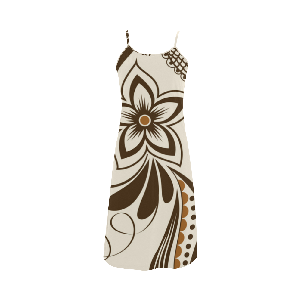 413 Brown Floral Mania Alcestis Slip Dress (Model D05)