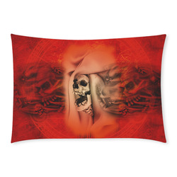 Creepy skulls on red background Custom Rectangle Pillow Case 20x30 (One Side)