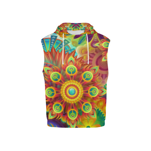 Psychedelic Mandalas All Over Print Sleeveless Hoodie for Kid (Model H15)