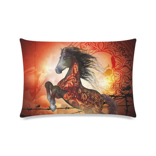Awesome creepy horse with skulls Custom Zippered Pillow Case 16"x24"(Twin Sides)