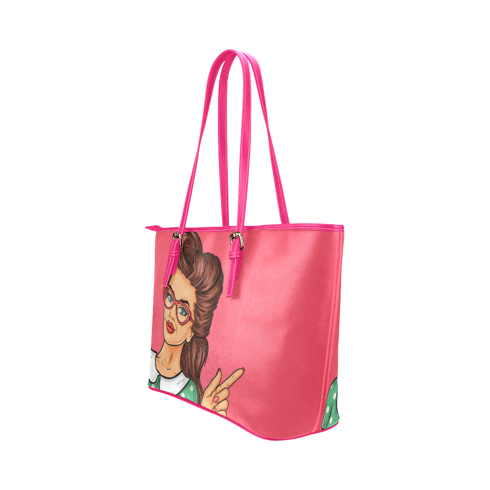 108 Pop Art Leather Tote Bag/Small (Model 1651)