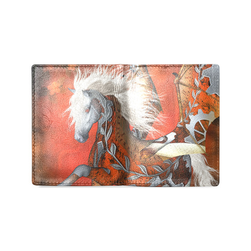Awesome steampunk horse with wings Men's Leather Wallet (Model 1612)