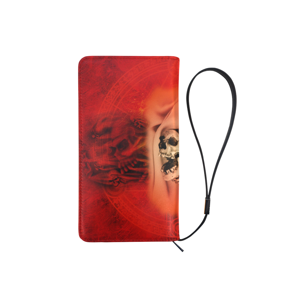 Creepy skulls on red background Men's Clutch Purse （Model 1638）