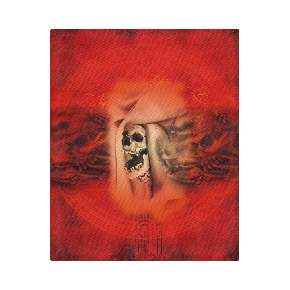 Creepy skulls on red background Duvet Cover 86"x70" ( All-over-print)