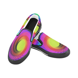 Psychodelic Spirale In Rainbow Colors Slip-on Canvas Shoes for Kid (Model 019)