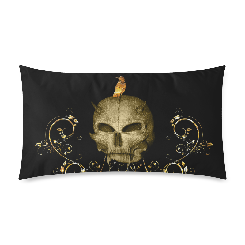 The golden skull Rectangle Pillow Case 20"x36"(Twin Sides)