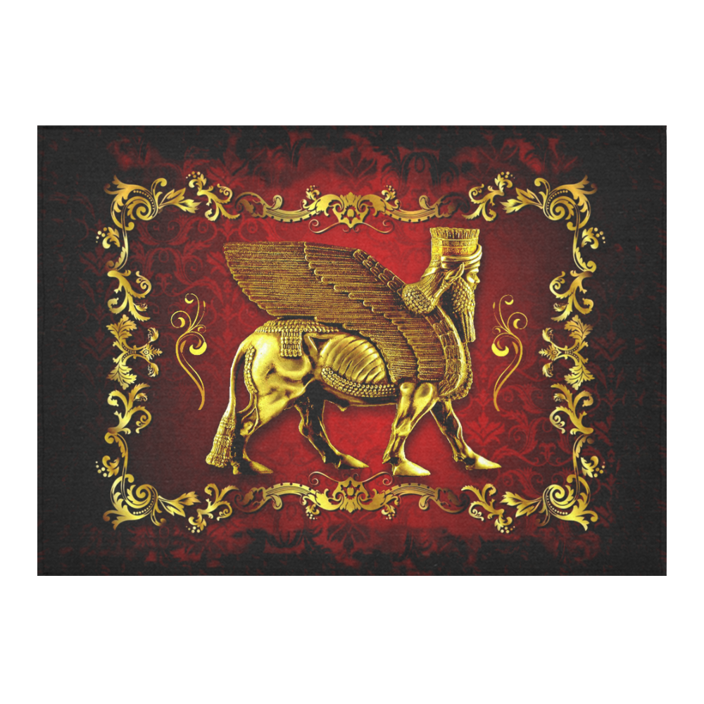Assyrian Lamassu Table Cloth Cotton Linen Tablecloth 60"x 84"