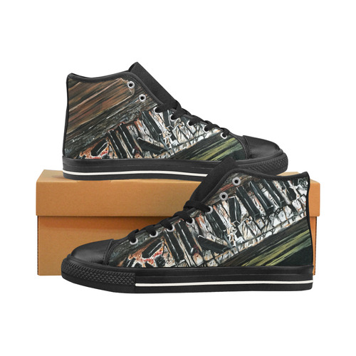 Broken Piano Men’s Classic High Top Canvas Shoes /Large Size (Model 017)
