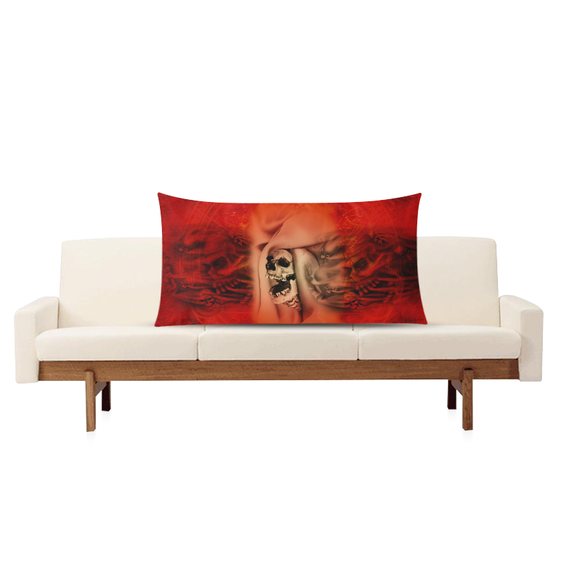 Creepy skulls on red background Rectangle Pillow Case 20"x36"(Twin Sides)