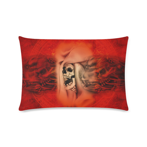 Creepy skulls on red background Custom Zippered Pillow Case 16"x24"(Twin Sides)