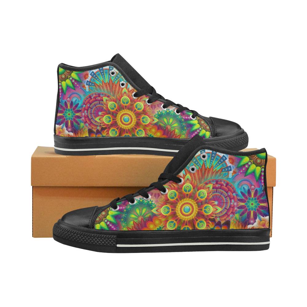 Psychedelic Mandalas Women's Classic High Top Canvas Shoes (Model 017)