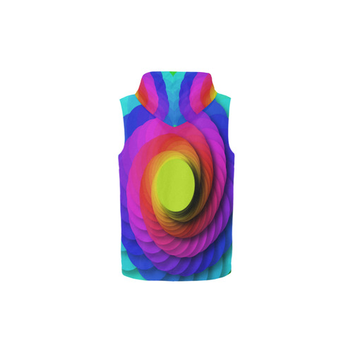 Psychodelic Spirale In Rainbow Colors All Over Print Sleeveless Zip Up Hoodie for Kid (Model H16)