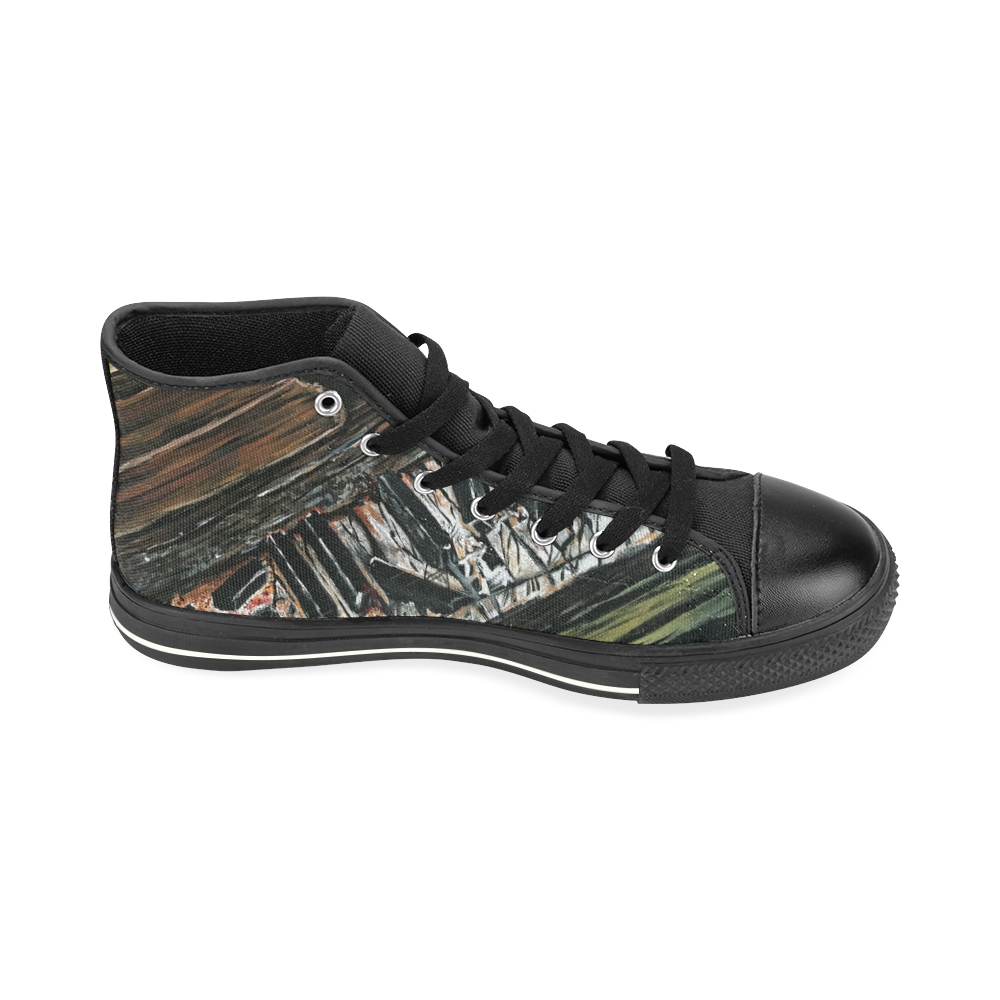 Broken Piano High Top Canvas Women's Shoes/Large Size (Model 017)