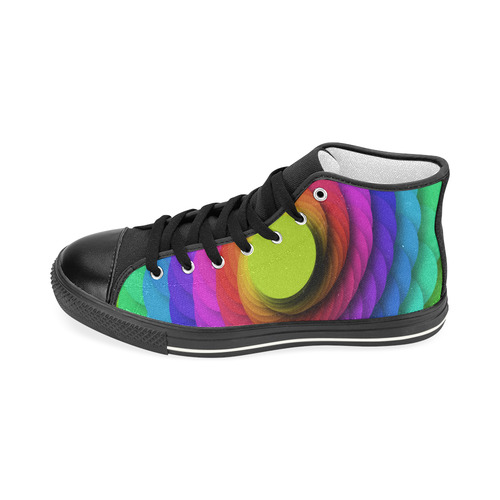 Psychodelic Spirale In Rainbow Colors Women's Classic High Top Canvas Shoes (Model 017)