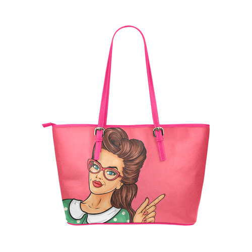 108 Pop Art Leather Tote Bag/Small (Model 1651)