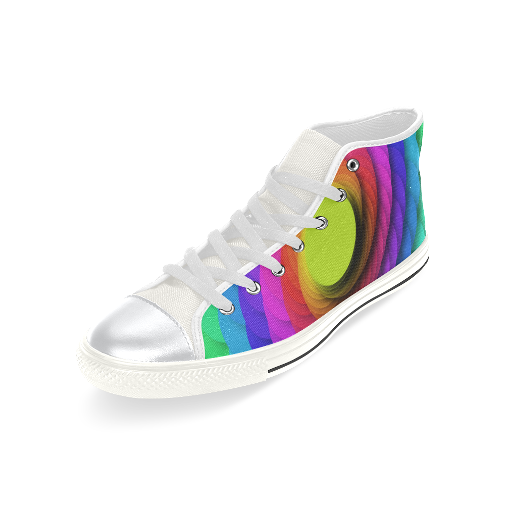Psychodelic Spirale In Rainbow Colors High Top Canvas Women's Shoes/Large Size (Model 017)