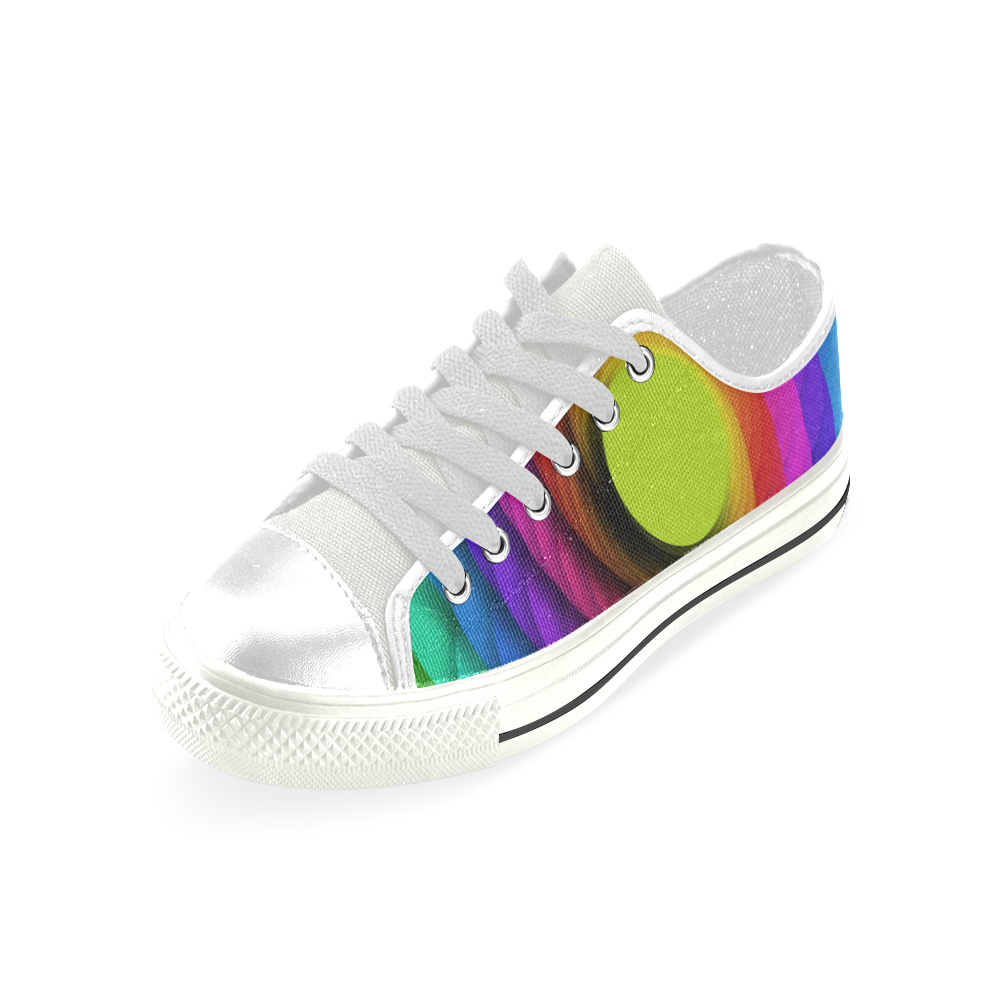 Psychodelic Spirale In Rainbow Colors Low Top Canvas Shoes for Kid (Model 018)