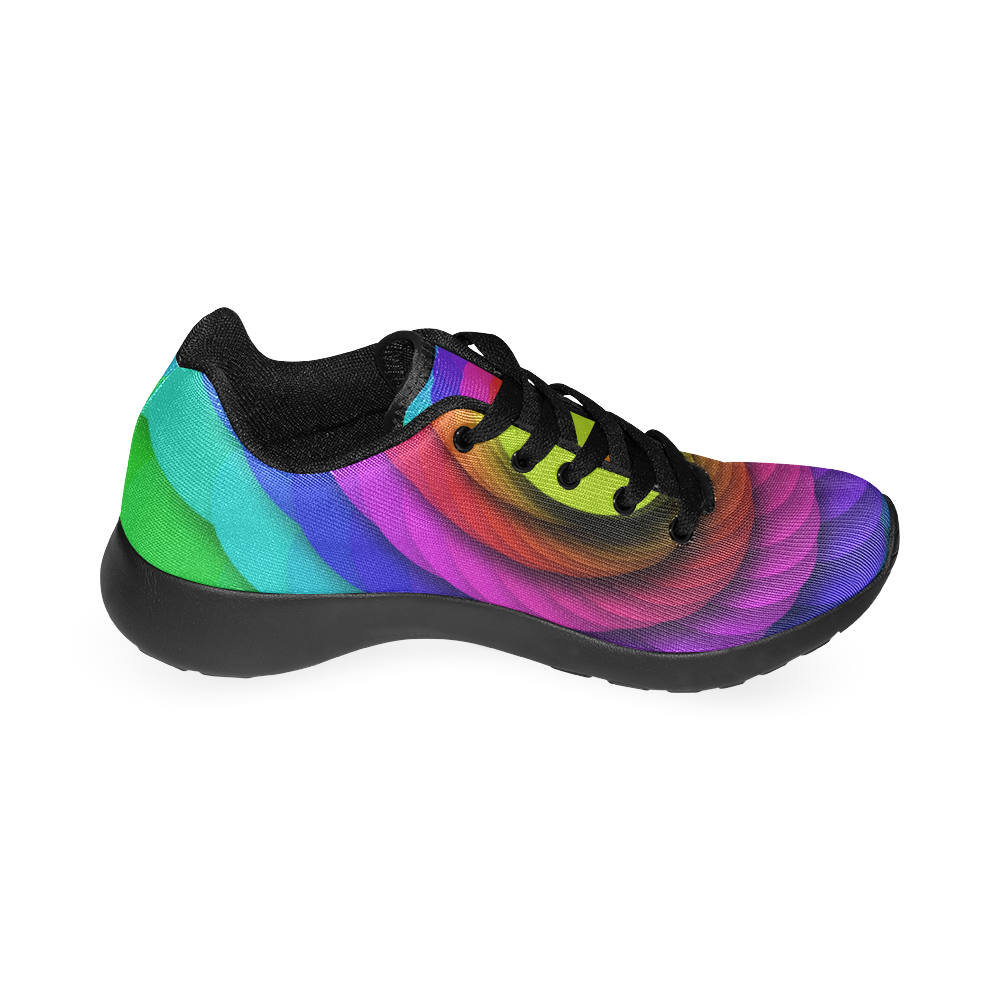 Psychodelic Spirale In Rainbow Colors Kid's Running Shoes (Model 020)