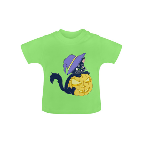 Cute Halloween Black Cat Witches Hat Baby Classic T-Shirt (Model T30)