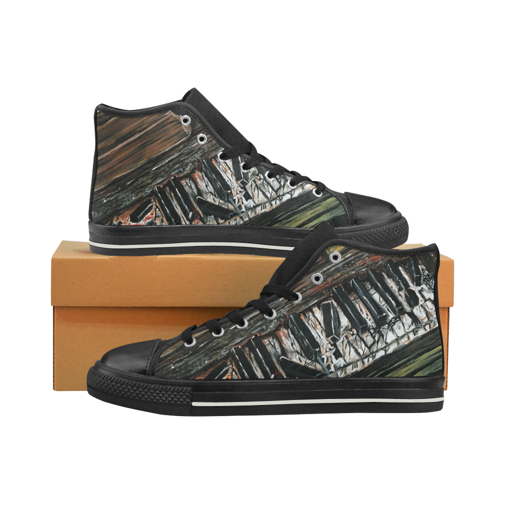 Broken Piano High Top Canvas Women's Shoes/Large Size (Model 017)