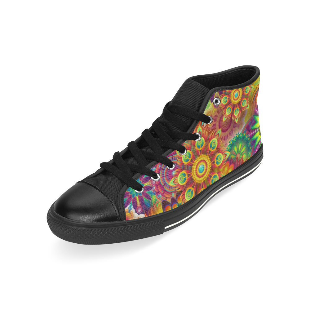 Psychedelic Mandalas High Top Canvas Women's Shoes/Large Size (Model 017)