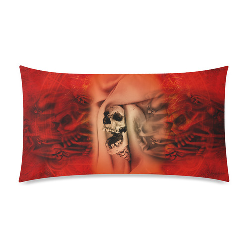 Creepy skulls on red background Rectangle Pillow Case 20"x36"(Twin Sides)