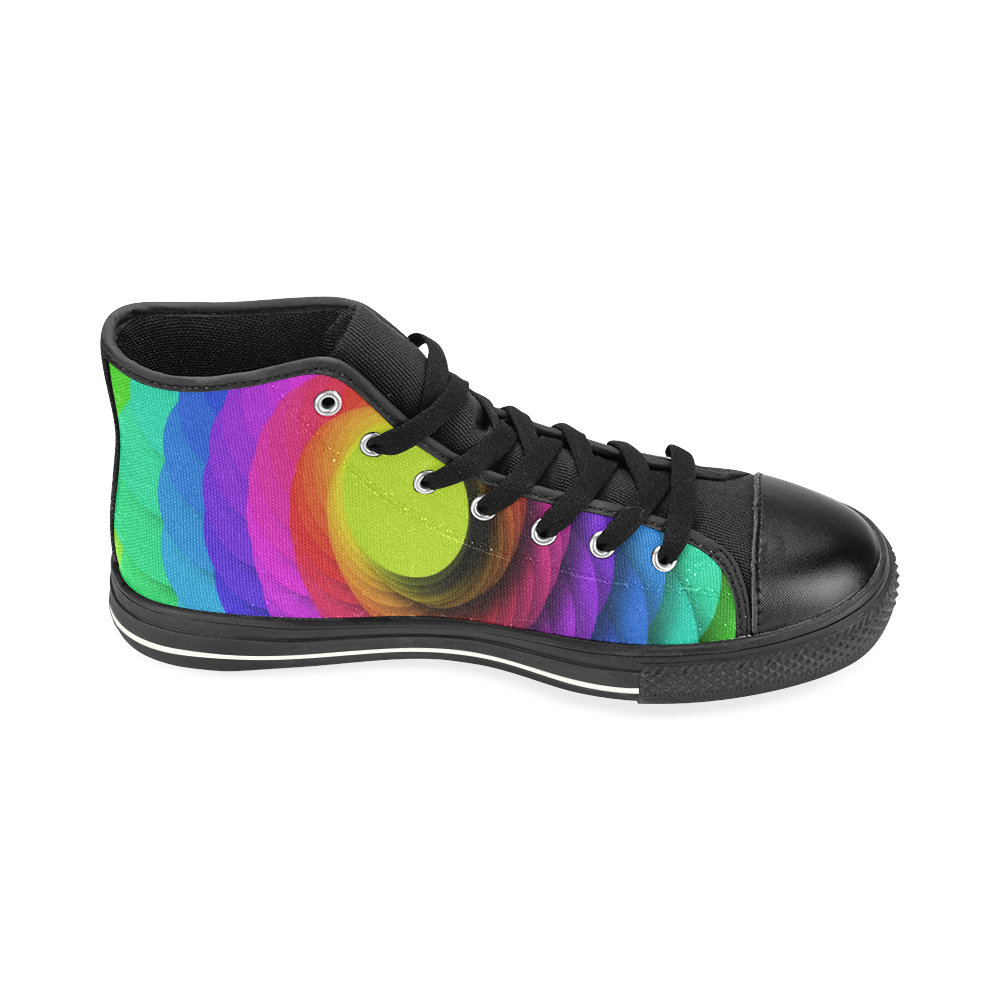 Psychodelic Spirale In Rainbow Colors High Top Canvas Women's Shoes/Large Size (Model 017)