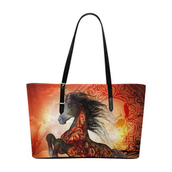 Awesome creepy horse with skulls Euramerican Tote Bag/Large (Model 1656)